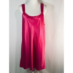 Cabernet Magenta Pink Satin Chemise Nightgown Adjustable Straps Large